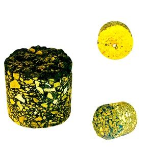 Asphalt Rock Industrial Decor Gray & Yellow Paperweight EUC